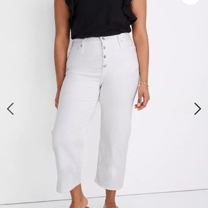 Madewell Sz 33 Slim Wide-Leg Crop Jeans in Pure White: Button-Front Edition